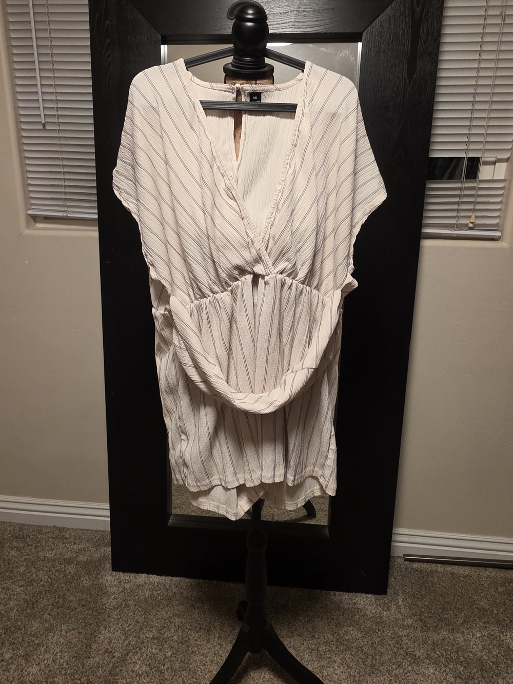 Light Pink Striped V-Neck Women’s Top